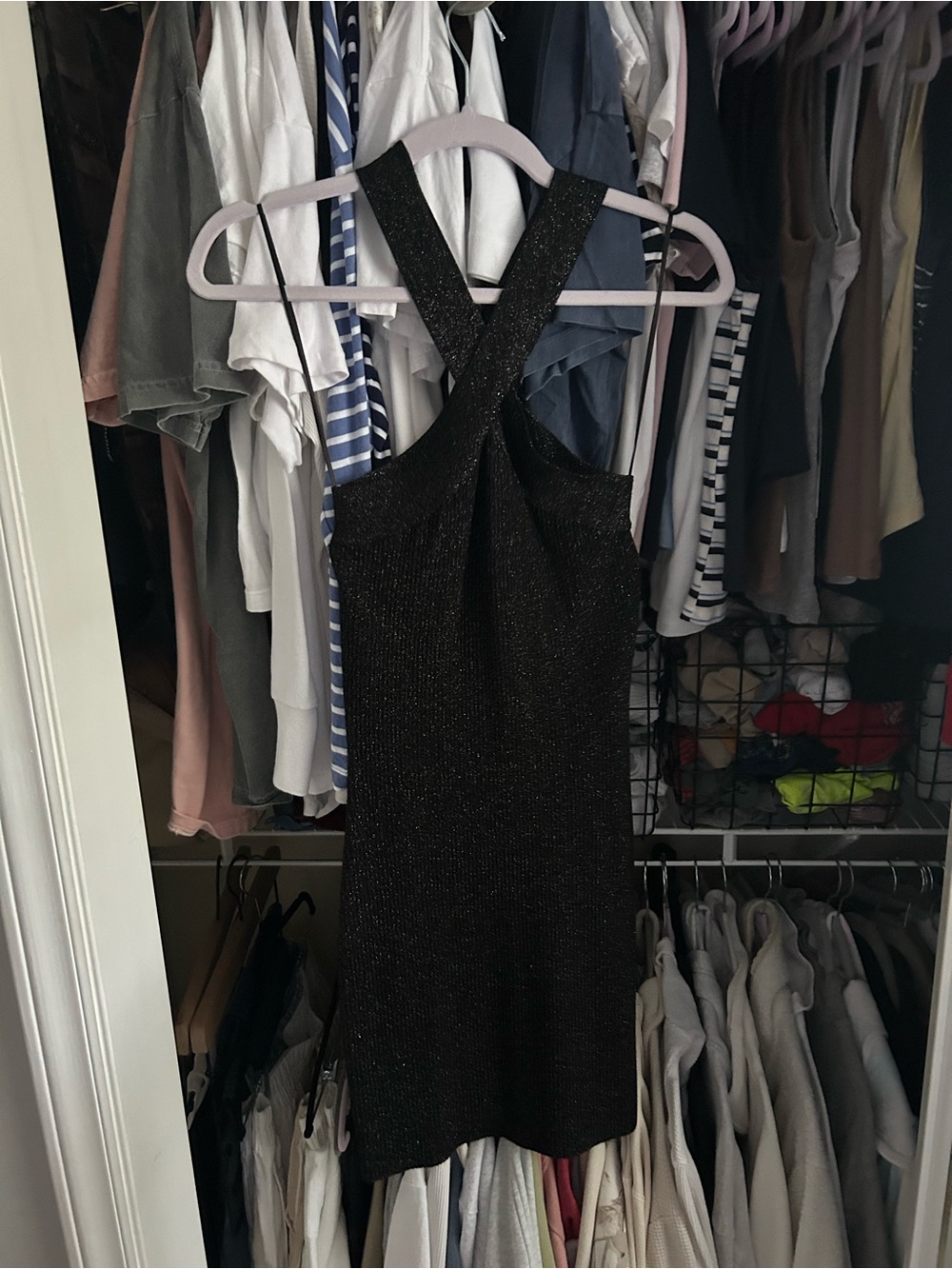 Sparkle Black Crossback Mini Dress